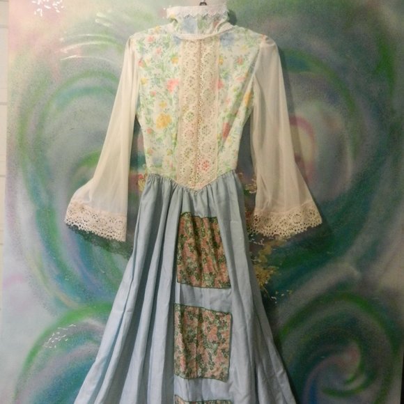 Hand Crafted Dresses & Skirts - Hand Crafted prairiecore maxi dress vintage style Gunne Sax romantic long sleeve